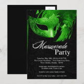 5x7 Green Masquerade Sweet 16 Birthday Invitation Kaart (Voorkant / Achterkant)