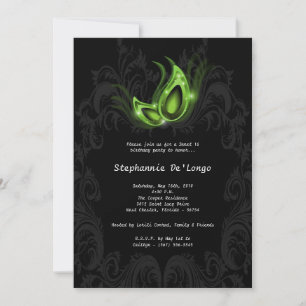 5x7 Green Masquerade Sweet 16 Birthday Invitation Kaart