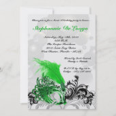 5x7 Green Masquerade Sweet 16 Birthday Invitation Kaart (Voorkant)