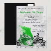 5x7 Green Masquerade Sweet 16 Birthday Invitation Kaart (Voorkant / Achterkant)