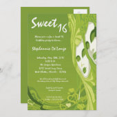 5x7 Green Masquerade Sweet 16 Birthday Invitation Kaart (Voorkant / Achterkant)