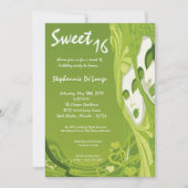 5x7 Green Masquerade Sweet 16 Birthday Invitation Kaart (Voorkant)