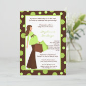 5x7 Green Modern Mod Ma Baby shower Invitation Kaart (Staand voorkant)