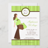 5x7 Green Modern Mod Mom Baby shower Uitnodiging (Voorkant)