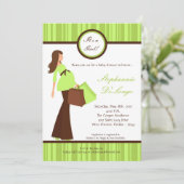 5x7 Green Modern Mod Mom Baby shower Uitnodiging (Staand voorkant)