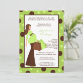 5x7 Green Modern Mod Mom Baby shower Uitnodiging (Staand voorkant)