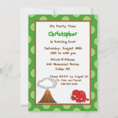 5x7 Green Polkadot Dinosaur Birthday Invite Kaart (Voorkant)