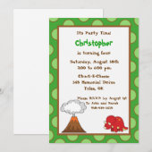 5x7 Green Polkadot Dinosaur Birthday Invite Kaart (Voorkant / Achterkant)