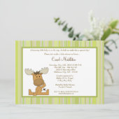 5x7 Green Woodland Moose Baby shower Invitation Kaart (Staand voorkant)