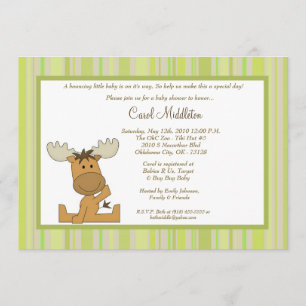 5x7 Green Woodland Moose Baby shower Invitation Kaart