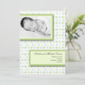 5x7 GreenBlue Fleur De Li Foto Geboorteaankondigin Aankondiging (Staand voorkant)