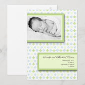 5x7 GreenBlue Fleur De Li Foto Geboorteaankondigin Aankondiging (Voorkant / Achterkant)