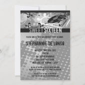 5x7 Grey DJ Spin Platenspeler16th Birthday Invitat Kaart (Voorkant)