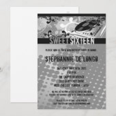 5x7 Grey DJ Spin Platenspeler16th Birthday Invitat Kaart (Voorkant / Achterkant)