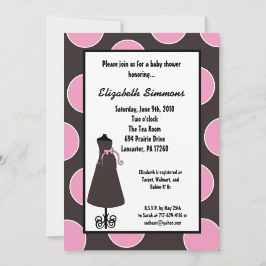 5x7 Grey Pink Silhouette Baby shower Uitnodiging (Voorkant)