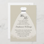 5x7 Grijs Jurk Quinceanera Verjaardag Uitnodiging (Voorkant / Achterkant)