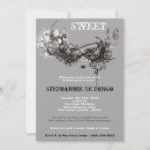 5x7 Grijs Masquerade Sweet 16 Verjaardag Uitnodigi Kaart (Voorkant)