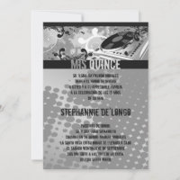 5x7 Grijze DJ Spin Platenspeler Quinceanera Uitnod