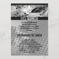 5x7 Grijze DJ Spin Platenspeler Quinceanera Uitnod