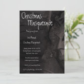 5x7 Grijze Masquerade Kerstmis XMAS Uitnodiging (Staand voorkant)
