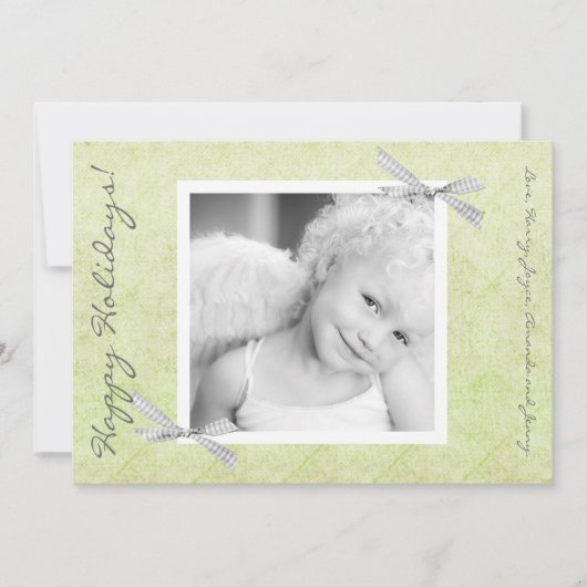 5x7 Groene Gingham RibbonFOTO Kerst Kaart (Voorkant)