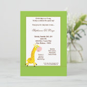 5x7 Groene Giraffe Baby shower Uitnodiging (Staand voorkant)