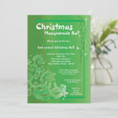 5x7 Groene Masquerade Kerstbal Uitnodiging (Staand voorkant)