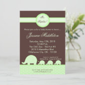 5x7 Groene Triplets Elephant Baby shower Invitatio Kaart (Staand voorkant)
