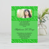 5x7 groene zebra print patroon quinceanera uitnodi kaart (Staand voorkant)
