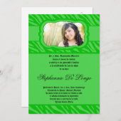 5x7 groene zebra print patroon quinceanera uitnodi kaart (Voorkant / Achterkant)
