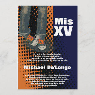 5x7 Grunge Sneaker Quinceanera Birthday Uitnodigin Kaart