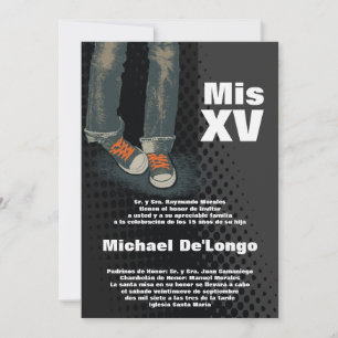 5x7 Grunge Sneaker Quinceanera Birthday Uitnodigin Kaart