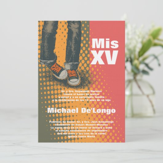 5x7 Grunge Sneaker Quinceanera Verjaardag Uitnodig Kaart (Staand voorkant)