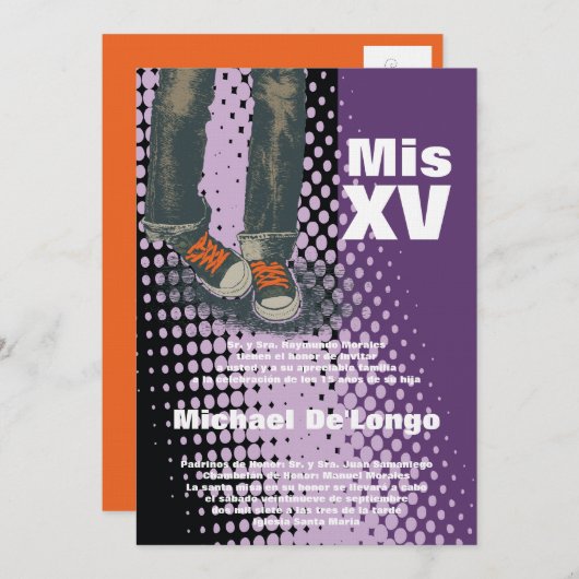 5x7 Grunge Sneaker Quinceanera Verjaardag Uitnodig Kaart (Voorkant / Achterkant)