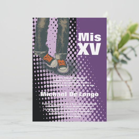 5x7 Grunge Sneaker Quinceanera Verjaardag Uitnodig Kaart (Staand voorkant)