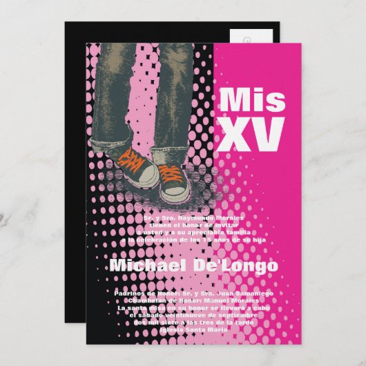 5x7 Grunge Sneaker Quinceanera Verjaardag Uitnodig Kaart (Voorkant / Achterkant)