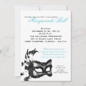 5x7 Halloween Masquerade Ball Mask Invitation Kaart (Voorkant)