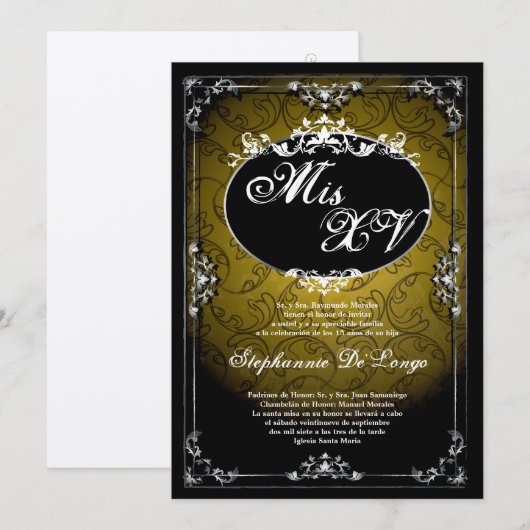 5x7 Hanger Broach Quinceanera Verjaardag Uitnodigi Kaart (Voorkant / Achterkant)