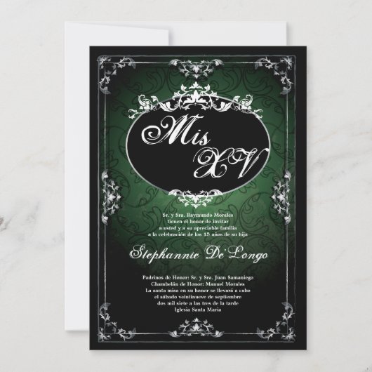 5x7 Hanger Broach Quinceanera Verjaardag Uitnodigi Kaart (Voorkant)