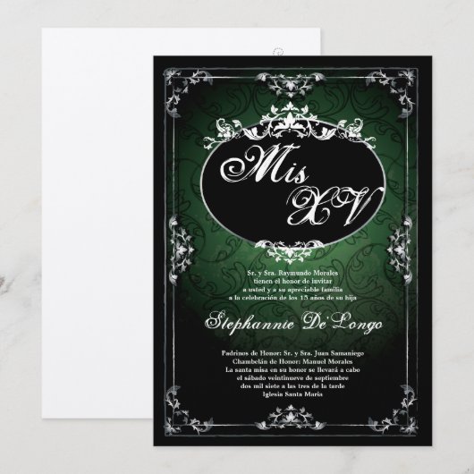 5x7 Hanger Broach Quinceanera Verjaardag Uitnodigi Kaart (Voorkant / Achterkant)