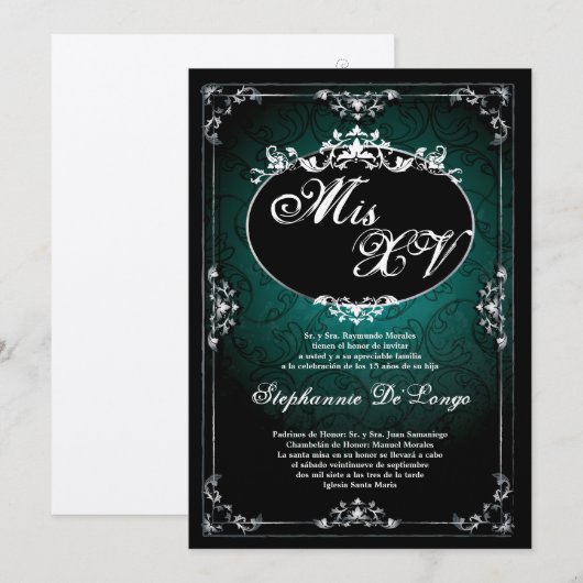 5x7 Hanger Broach Quinceanera Verjaardag Uitnodigi Kaart (Voorkant / Achterkant)