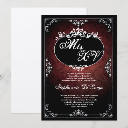 5x7 Hanger Broach Quinceanera Verjaardag Uitnodigi Kaart (Voorkant / Achterkant)