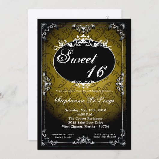 5x7 Hanger Broach Sweet 16 Verjaardag Uitnodiging (Voorkant / Achterkant)