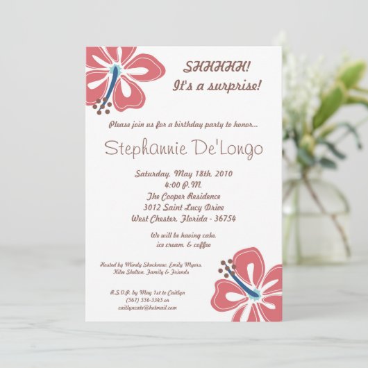 5x7 Hawaiian Hibiscus Bloem Verjaardag Uitnodiging (Staand voorkant)