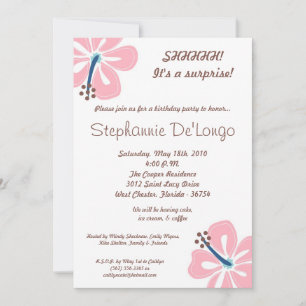 5x7 Hawaiian Hibiscus Flower Birthday Invitation Kaart