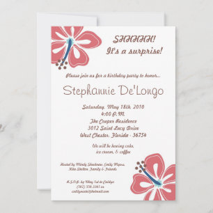 5x7 Hawaiian Hibiscus Flower Birthday Invitation Kaart