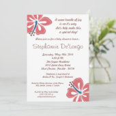 5x7 Hawaiian HibiscusFlower Baby shower Invitation Kaart (Staand voorkant)