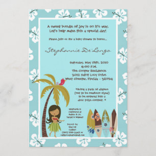 5x7 Hawaiian Luau Tropisch Baby shower Uitnodiging