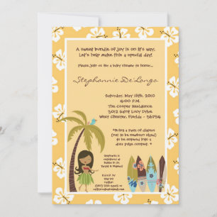 5x7 Hawaiian Luau Tropisch Baby shower Uitnodiging