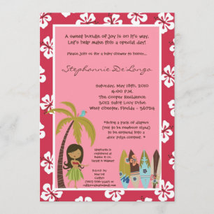 5x7 Hawaiian Luau Tropisch Baby shower Uitnodiging